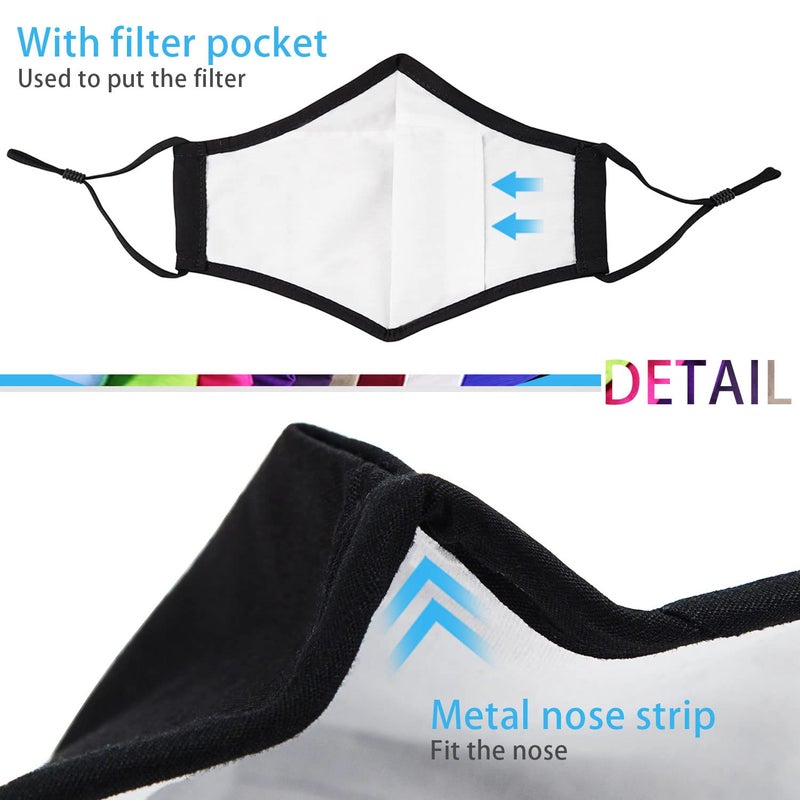 PAGE ONE Reusable Cloth Face Masks Washable Adjustable Breathable Cotton Face Mask for Women Men/6PC (black) - Image 4